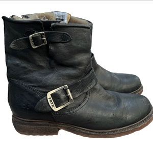 Frye Valerie Leather Moto Boots with Shearling